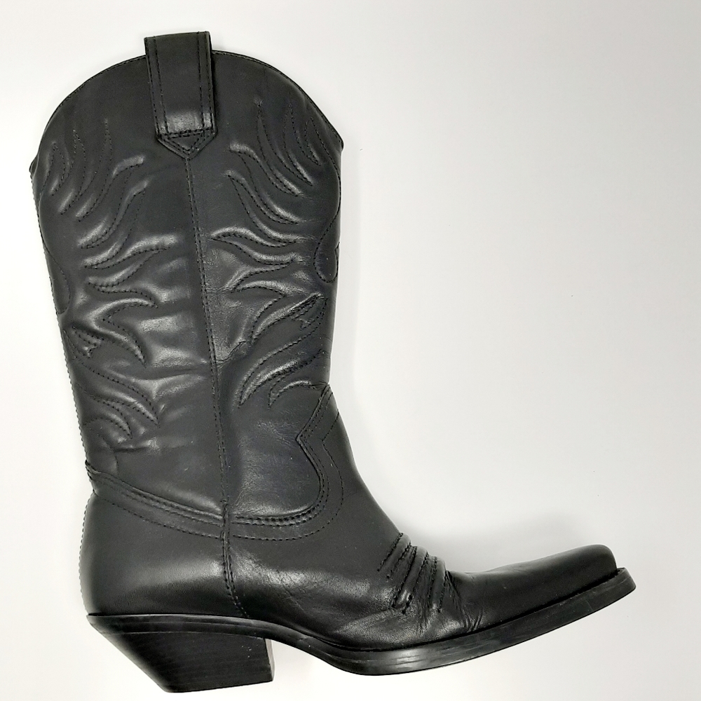 Nine West Black Cowboy Pointy Toe Boots